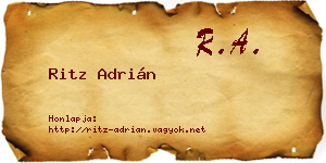Ritz Adrián névjegykártya